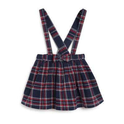 Girls Red and Blue Checkered Trouser Skirt